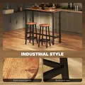 HOMCOM Bar Stools Set of 2 Breakfast Bar Stools with Footrest, Industrial Round, 32 x 32 x 65 cm, Rustic Brown - 6