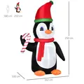 HOMCOM 8ft Inflatable Christmas Penguin Holding Candy Cane Blow Up Outdoor Decoration with LED Lights for Holiday - 3