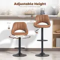 HOMCOM Bar Stools Set of 2, PU Leather Swivel Barstools with Backrest and Footrest for Kitchen, Counter, Breakfast Bar, Brown - 6