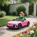 HOMCOM Audi Licensed 12V Kids Electric Ride-On, with Remote Control, Suspension System, Lights, Music, Motor - Pink - 2