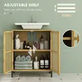 HOMCOM Bamboo-Blend Retro Cut-Out Under Sink Cabinet - 5