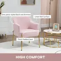 HOMCOM Accent Chair, Living Room Armchair, Vanity Chair with Gold Plating Metal Legs and Soft Padded Seat for Bedroom and Café, Set of 2, Pink - 4