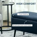 HOMCOM 92 x 31cm Linen-Look Storage Ottoman - Dark Blue - 5