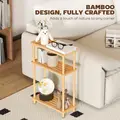 HOMCOM Bamboo Side Table, 3-Tier Slim End Table, Nordic Style, for Living Room, Bedroom, Office, Tool-Free Assembly, Natural Wood Finish - 6