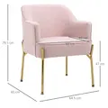 HOMCOM Accent Chair, Living Room Armchair, Vanity Chair with Gold Plating Metal Legs and Soft Padded Seat for Bedroom and Café, Set of 2, Pink - 3