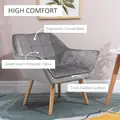 HOMCOM Armchair Accent Chair, Vanity Chair with Wide Arms, Slanted Back, Padding, Metal Frame, Wooden Legs, Home Bedroom Furniture Seating, Set of 2, Grey - 4