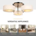 HOMCOM Acrylic Lamp Indoor 3 Light Pendant Chandelier Flush Mount Office Living Room Bedroom w/ Chrome Finish - 6