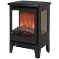 HOMCOM 900W/1800W Freestanding Electric Fireplace Room Heater w/ Adjustable Artificial Flame 3-Sided Tempered Glass Panels Safe Home Warmth Retro Faux Fire - 1