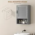 HOMCOM Bathroom Cabinet, Wall Mounted Storage Cabinet with Adjustable Shelves, 40 x 20 x 60 cm, Grey - 6