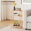 HOMCOM Bamboo Side Table, 3-Tier Slim End Table, Nordic Style, for Living Room, Bedroom, Office, Tool-Free Assembly, Natural Wood Finish - 5