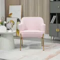 HOMCOM Accent Chair, Living Room Armchair, Vanity Chair with Gold Plating Metal Legs and Soft Padded Seat for Bedroom and Café, Set of 2, Pink - 7