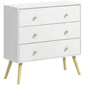HOMCOM Chest of Drawers, 3-Drawer Storage Organiser Unit with Wood Legs for Bedroom, Living Room, White - 1