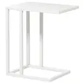 HOMCOM C Shape Bedside Table w/Metal Frame Wood-Effect Top Sofa Narrow Snack End Table for Living Room, White - 1