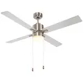 HOMCOM Ceiling Fan with LED Light, Flush Mount Ceiling Fan Lights with Reversible Blades, Pull-chain, Silver and Natural Tone - 1