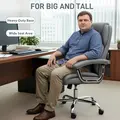 HOMCOM Big and Tall Office Chair 180kg with Spring Cushion, PU Leather - Grey - 6