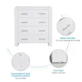 HOMCOM Chest Of 4 Drawers Storage Cabinet Bedroom Clothes w/Metal Handles Base Freestanding Unit Furnishing Living Room White - 6