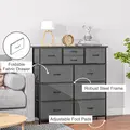 HOMCOM Bedroom Chest of Drawers, 10 Drawer Dresser with Foldable Fabric Drawers and Steel Frame, Black - 5