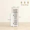 HOMCOM Bathroom Floor Cabinet, Bathroom Storage Unit with Louvered Door, Open Shelf, Adjustable Shelf, White, 22 x 20 x 75 cm - 3
