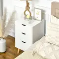 HOMCOM Bedside Table, Bedside Cabinet with 3 Drawers, Side End Table with Pine Wood Legs for Bedroom Living Room, White - 8