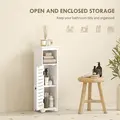 HOMCOM Bathroom Floor Cabinet, Bathroom Storage Unit with Louvered Door, Open Shelf, Adjustable Shelf, White, 22 x 20 x 75 cm - 4