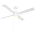 HOMCOM Ceiling Fan with LED Light, Flush Mount Ceiling Fan Lights with Reversible Blades, Pull-chain, White and Natural Tone - 1
