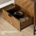 HOMCOM Bedside Table with Two Drawers, Side Cabinet Storage Unit with Metal Handles, Organisation Furniture for Living Room, Bedroom, Walnut Brown - 4