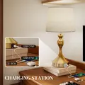 HOMCOM Bedside Lamps Set of 2, Modern Table Lamps with 3 Colour Temperatures, USB A+C Charging Ports and Linen Shade for Living Room Bedroom Office, Gold Tone - 5