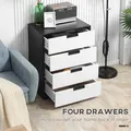 HOMCOM Bedroom Furniture Set, Wardrobe with Hanging Rod, 4 Drawer Chest of Drawers, 2 Bedside Tables with Storage, White and Black - 8