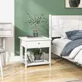 HOMCOM Bedside Table with Drawer and Bottom Shelf, Square Side End Table for Bedroom, Living Room, White, Set of 2 - 7