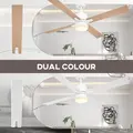 HOMCOM Ceiling Fan with LED Light, Flush Mount Ceiling Fan Lights with Reversible Blades, Pull-chain, White and Natural Tone - 9