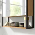 HOMCOM Bathroom Mirror Cabinet with Soft-Close Doors and Adjustable Shelf - Natural Wood Finish - 9
