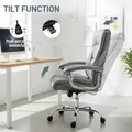 HOMCOM Big and Tall Office Chair 180kg with Spring Cushion, PU Leather - Grey - 7