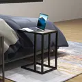 HOMCOM C Shape Bedside Table w/Metal Frame Marble-Effect Top Sofa Narrow Snack End Table for Living Room, Grey - 8