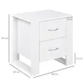 HOMCOM Bedside Table with 2 Drawers, Nightstand with Handles and Elevated Base, Side Table for Bedroom, Living Room, Set of 2, White - 3