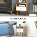 HOMCOM Bedside Table, Bedside Cabinet with Drawer and Shelf, Modern Nightstand, End Table for Living Room, Bedroom, Set of 2, Natural - 4