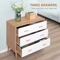 HOMCOM Chest of Drawers with 3 Drawers, Bedroom Cabinet, Storage Organizer for Living Room, White and Natural - 4
