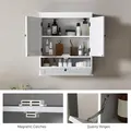HOMCOM Bathroom Wall Cabinet with Adjustable Shelf and Recessed Doors, White - 7