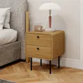 HOMCOM Bedside Table with 2 Drawers and Steel Legs - Oak - 9