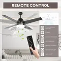 HOMCOM Ceiling Fan with LED Light, Flush Mount Ceiling Fan Lights with Reversible Blades, Remote, Black and Walnut Brown - 7
