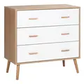 HOMCOM Chest of Drawers with 3 Drawers, Bedroom Cabinet, Storage Organizer for Living Room, White and Natural - 1