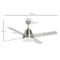 HOMCOM Ceiling Fan with LED Light, Flush Mount Ceiling Fan Lights with Reversible Blades, Remote, Silver and Black - 3