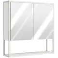 HOMCOM Bathroom Mirror Cabinet with Soft-Close Doors and Adjustable Shelf - White - 1