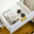 HOMCOM Bedside Table with 2 Drawers, Side Table, Bedside Cabinet with Steel Frame for Living Room, Bedroom, Set of 2, Grey and White - 7