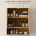 HOMCOM Bathroom Wall Cabinet with Adjustable Shelf - Oak - 4