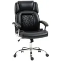 HOMCOM Big and Tall Office Chair 180kg with Spring Cushion, PU Leather - Black - 1