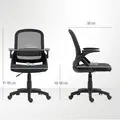 HOMCOM Breathable Mesh Office Chair, Ergonomic Swivel Computer Chair with Flip-up Armrests, Lumbar Back Support for Home/Office, Black - 3