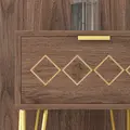 HOMCOM Bedside Table Set of 2 with Drawer, Wooden Nightstand, Modern Sofa Side Table with Gold Tone Metal Legs for Bedroom - 9
