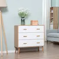HOMCOM Chest of Drawers with 3 Drawers, Bedroom Cabinet, Storage Organizer for Living Room, White and Natural - 2