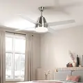 HOMCOM Ceiling Fan with LED Light, Flush Mount Ceiling Fan Lights with Reversible Blades, Remote, Silver and Black - 2