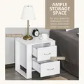 HOMCOM Bedside Table Set of 2 with 2 Drawers, Nightstands with Handles and Elevated Base, Side Tables for Bedroom, Living Room, White - 4
